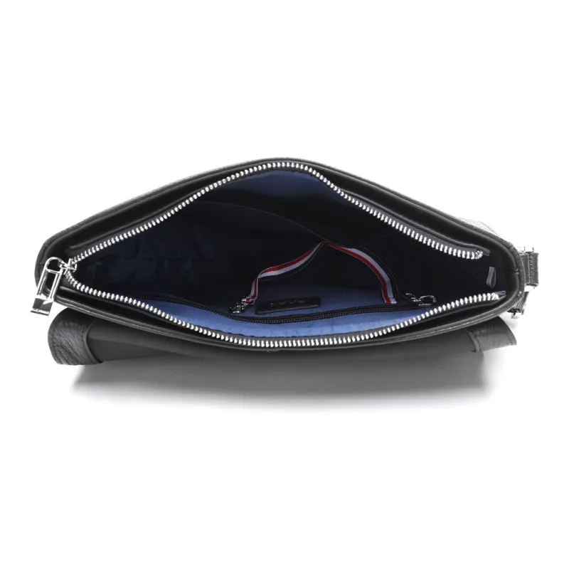 ELLE HOMME Top Grain Cow Leather Shoulder Bag, Crossbody Bag Men's Black-4