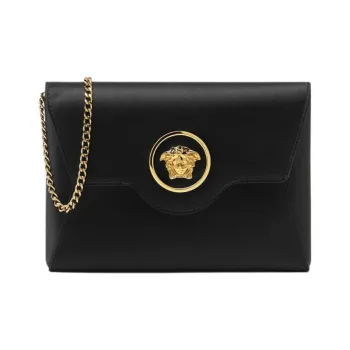 VERSACE La Medusa Satin Clutch Women's Black