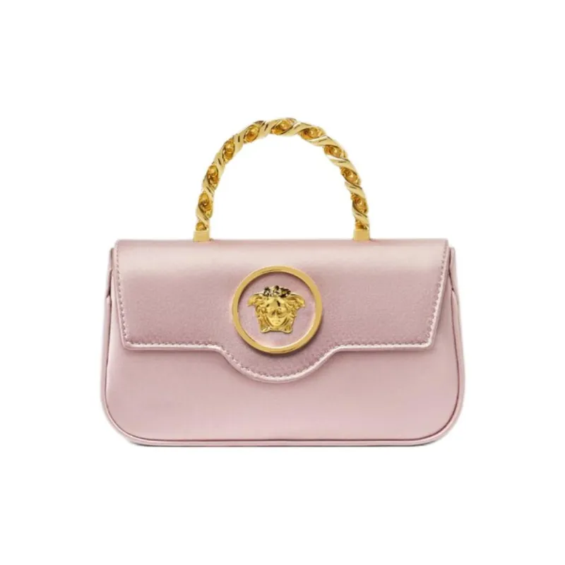 VERSACE La Medusa Satin Shoulder Bag, Crossbody Bag, Handbag Mini Women's Light Pink Red-0