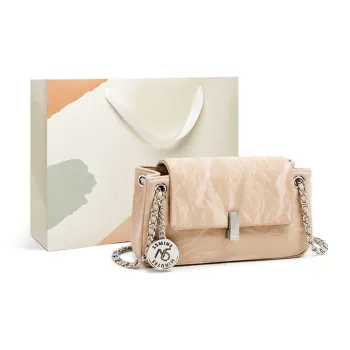 15 MINS PU Small Square Bag, Crossbody Bag Small Size Women's Mousse White/Milk Tea/Black