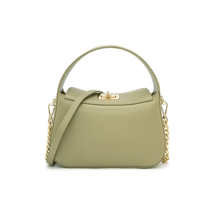 ELLE Leather Crossbody Handbag Small Size Women's Pink/Black/Green-9