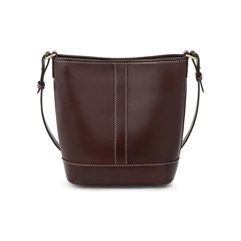 MILLIE'S Cow Leather Bonded Synthetic Leather Bucket Bags Shoulder Bags Regular Women's Wine Coffee/Brown-4
