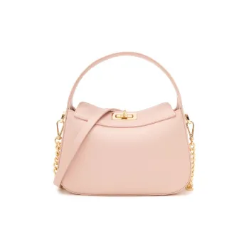 ELLE Leather Crossbody Handbag Small Size Women's Pink/Black/Green