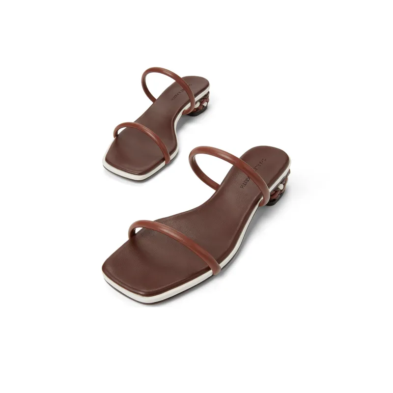 CHARLES&KEITH Composite Sole Slide Slippers 3.6cm Women's White/Multi Composite Color/Brown-12