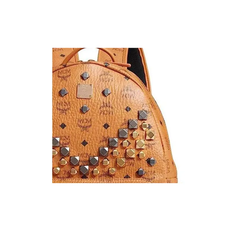 MCM Stark Backpack Visetos M Studs Medium Cognac-7