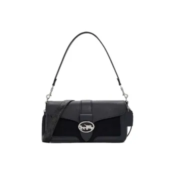 COACH Georgie Litchi Grain Leather Shoulder Bag Crossbody Bag Women's Midnight Blue