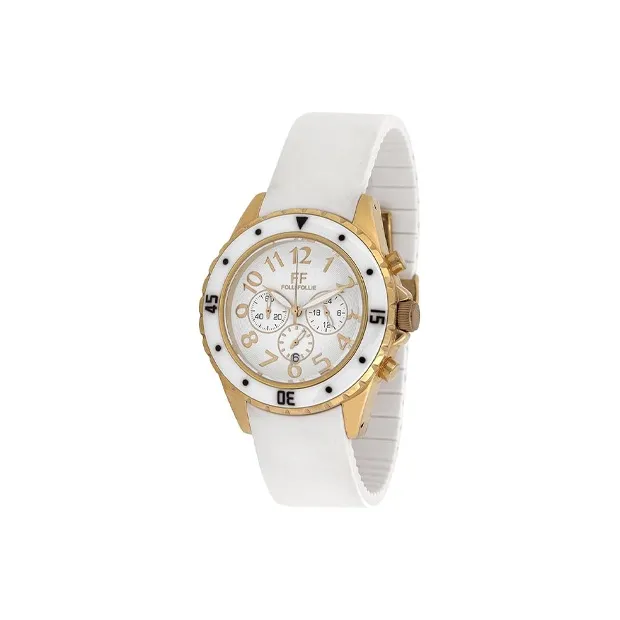 Folli Follie Wrist Watch Automatic Mechanical Movement Silicone Strap 45mm White Dial Women's Watch WF8G031ZEW-0