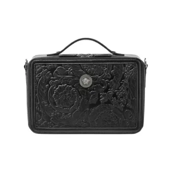 VERSACE MEDUSA BIGGIE Collection Barocco Cow Leather Messenger Bag Shoulder Bag Crossbody Bag Men's Black
