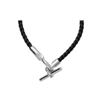 HERMES Woven Leather Bangles Men's Black