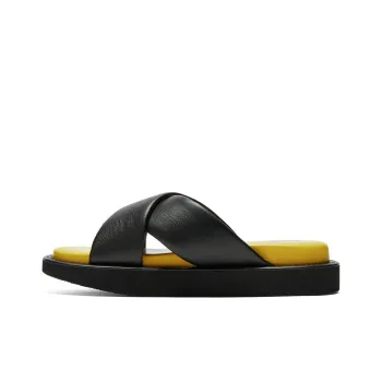 Onitsuka Tiger Slide Slippers Unisex Black Yellow