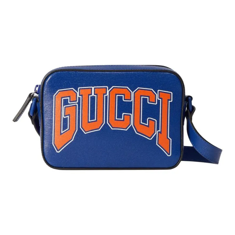 GUCCI Leather Crossbody Bag, Shoulder Bag Men's Blue-0