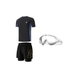 Swimsuit+Black Gold Swimming Shorts+White Swim Goggles