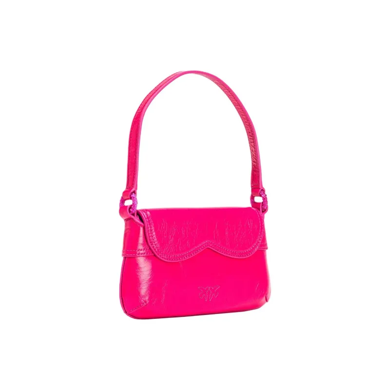 PINKO Cow Leather Handbag Shoulder Bag Small Size Women's Pink-1