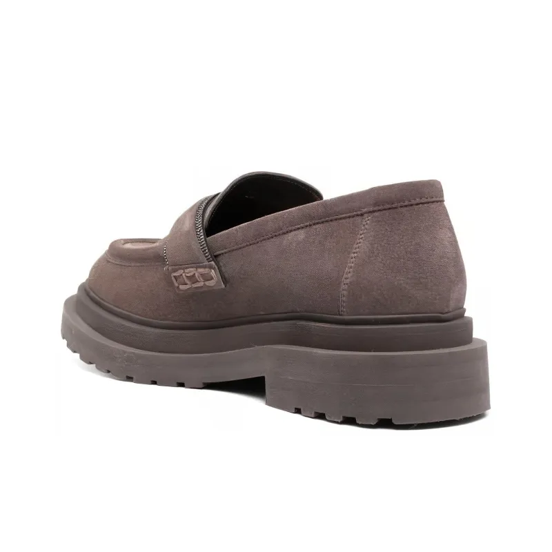 Brunello Cucinelli Slip on Suede Leather Loafers Women's-3