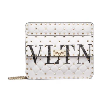 Valentino RockstudVLTN Leather Portable Crossbody Bag, Shoulder Bag Women's White