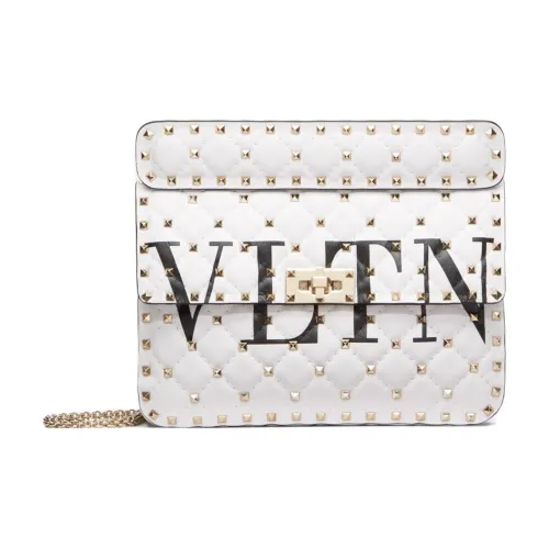 Valentino RockstudVLTN Leather Portable Crossbody Bag, Shoulder Bag Women's White