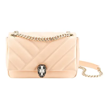BVLGARI Serpenti Cabochon Pattern Crossbody Bag, Shoulder Bag Women's Peach