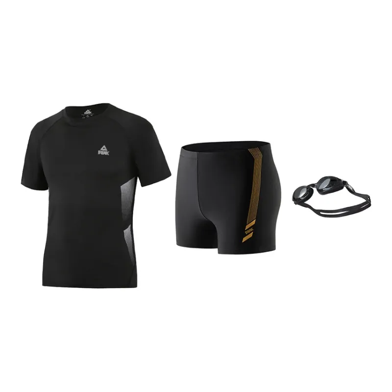 PEAK Swimming Sets Polyester Polyamide Elastane Pool Men's Black Gold Black Blue-9