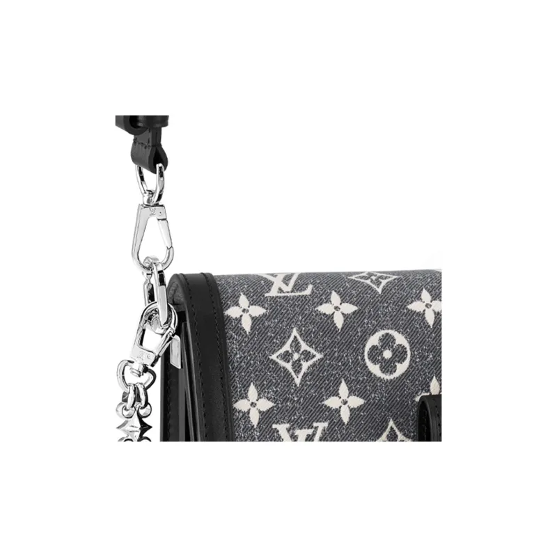LOUIS VUITTON Dauphine Fabric With Cow Leather Patchwork Trim Daphne Handbag Shoulder Bag Women's Gray-6