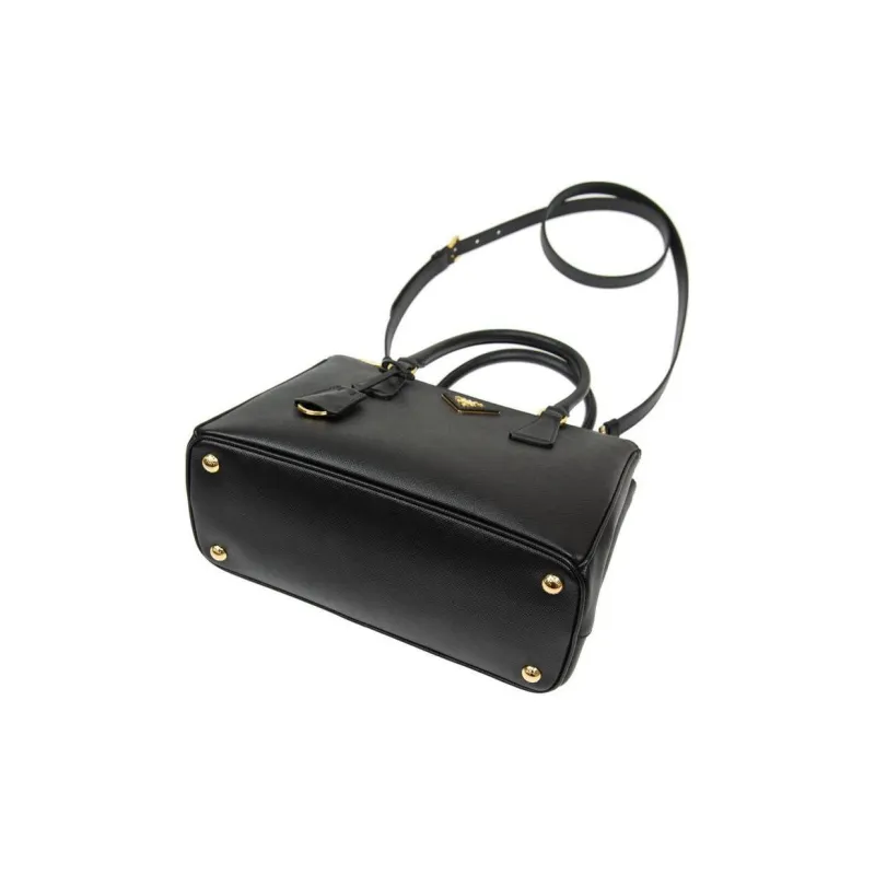 PRADA Leather Handbag Medium Size Women's Black-3
