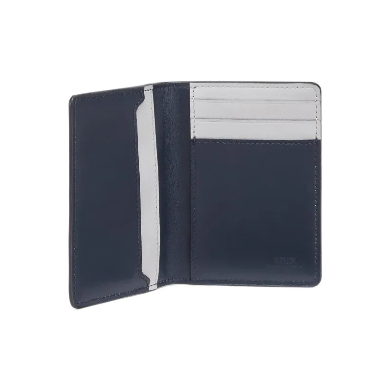 FENDI Leather Wallets Card Holders Men's Light Gray/Blue-2