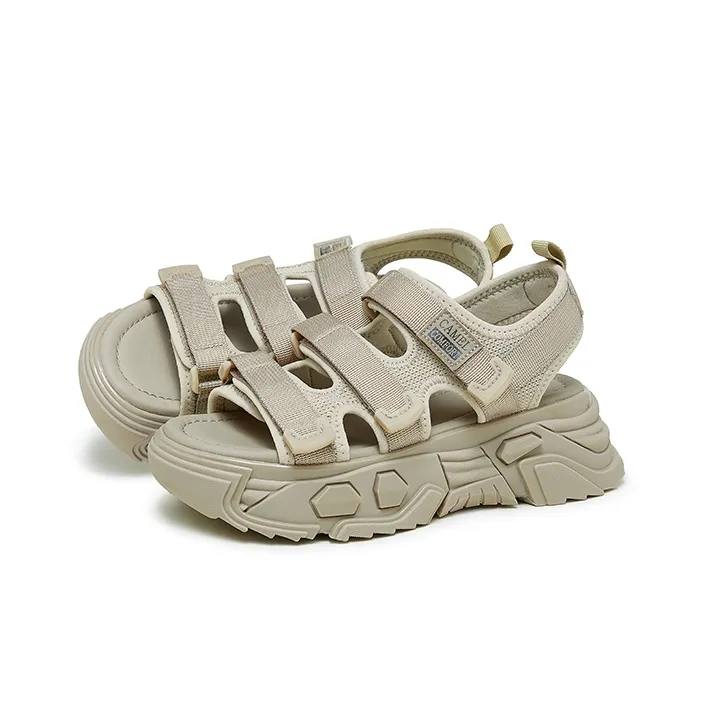 CAMEL Beach Sandals Women's Black/Beige/Khaki-2