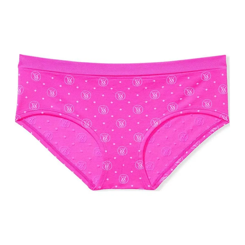 Victoria's Secret Seamless Lace-Trim Hiphugger PPS Panty Underpants Women's 1 Pack Pink Print-0