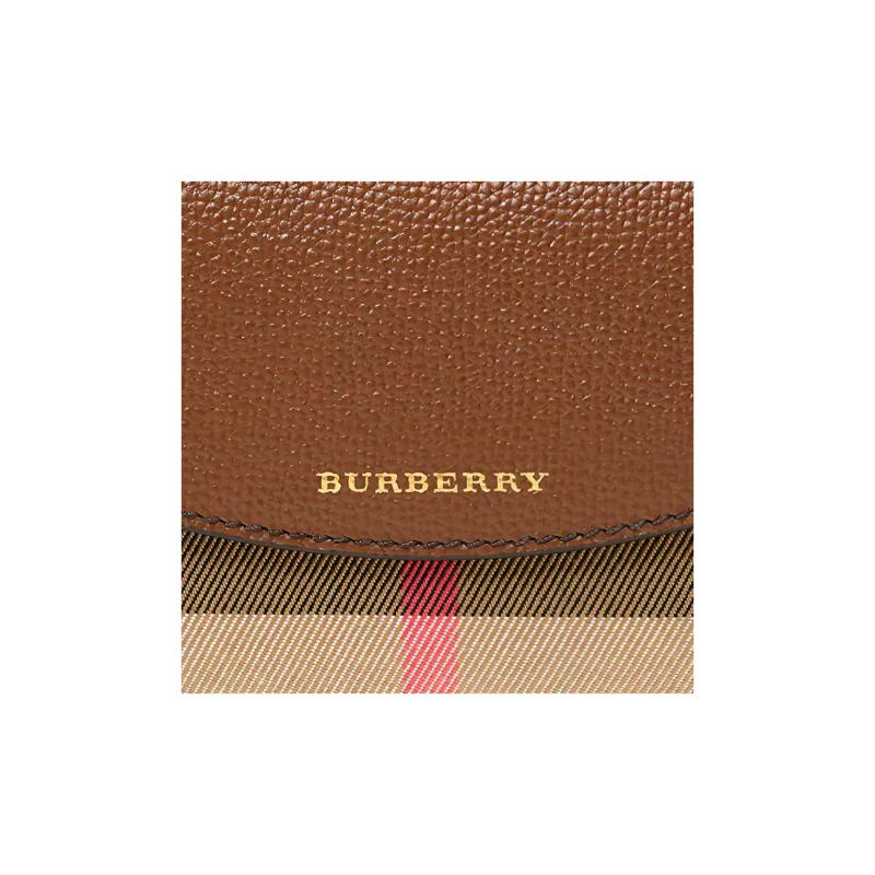 Burberry Canvas With Leather Card Clip Card Holder Wallets Regular Women's Khaki-4