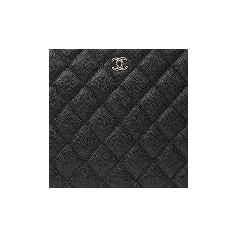 CHANEL Grain Litchi Grain Embossed Calfskin Wallet Coin Purse, Clutch Women's Black-3