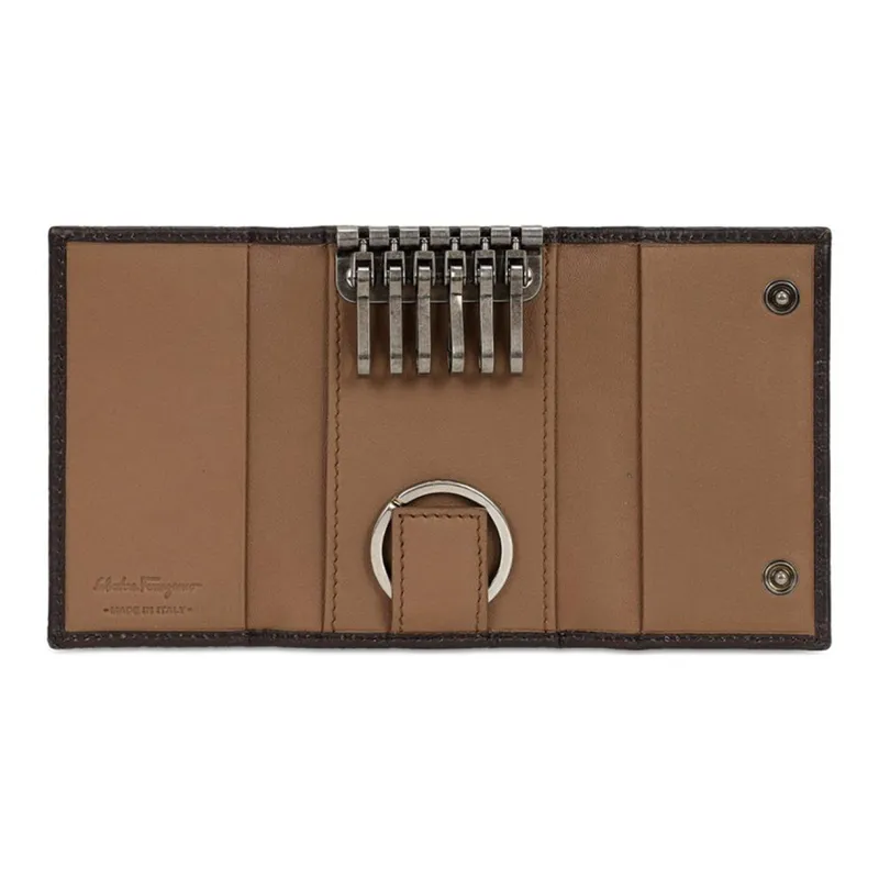 FERRAGAMO Cow Leather Key Clip Unisex Black-3