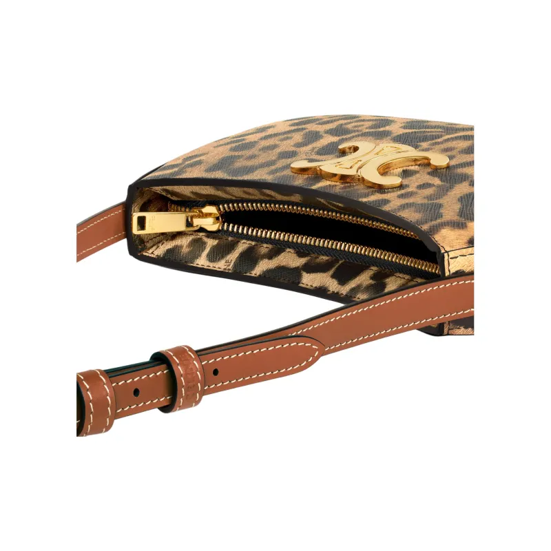 CELINE Canvas With Leather Handbag Shoulder Bag Medium Size Women's Leopard Print-3
