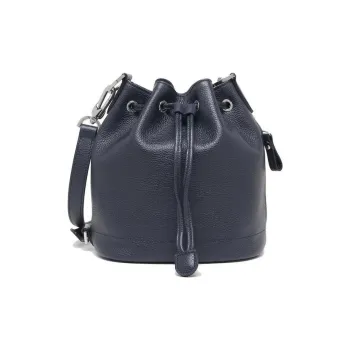 LONGCHAMP Le Foulonné Cow Leather Bucket Bags Crossbody Bag, Shoulder Bag Medium Size Women's Marine Blue