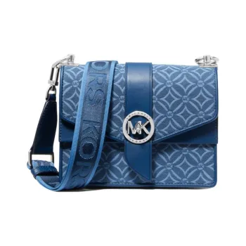 MICHAEL KORS Cow Leather Envelope Bag, Crossbody Bag Trumpets Women's Lake Blue