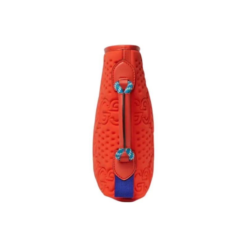 GUCCI Polyurethane With Artificial Silk And Leather Clutch Large Size Women's Orange-2