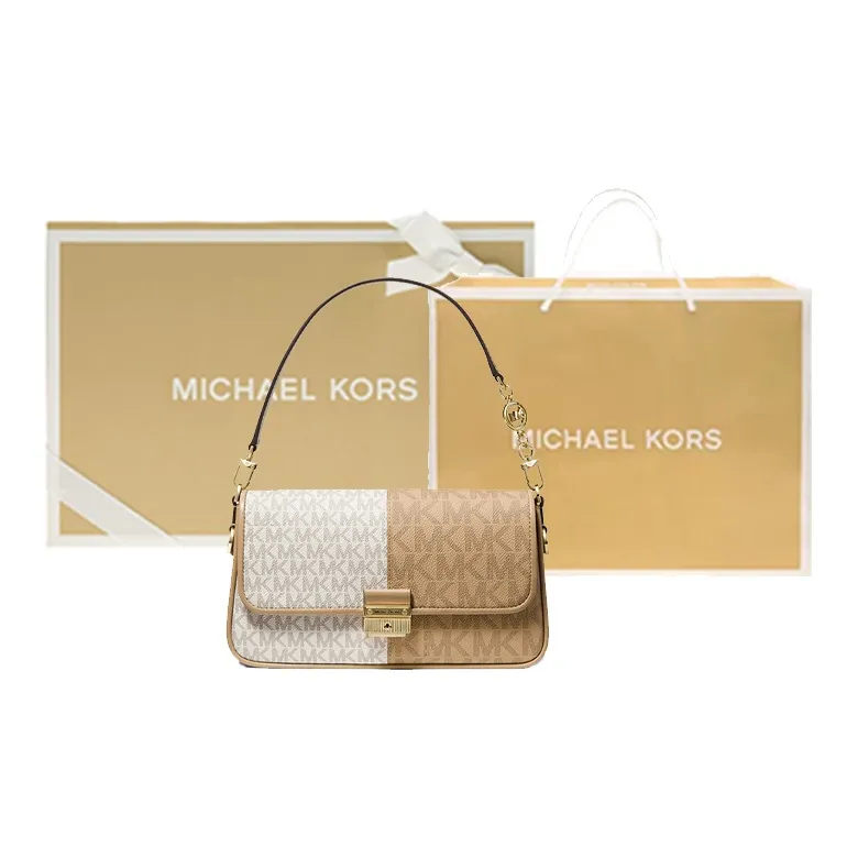 MICHAEL KORS Leather Baguette Bag Shoulder Bag Small Size Women's Vanilla White Multicolor-9