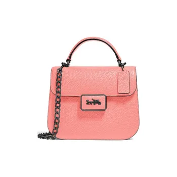 COACH Alie Pebbled Leather Handbag, Shoulder Bag, Crossbody Bag Small Size Women's Candy Pink