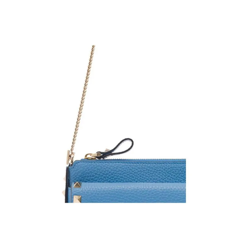 Valentino Rockstud Calfskin Shoulder Bag Crossbody Bag Mini Women's Blue-5