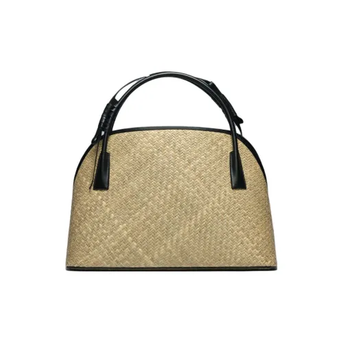 Maison Margiela Straw With Calfskin And Sheepskin One Shoulder Handbags Large Size Unisex Natural
