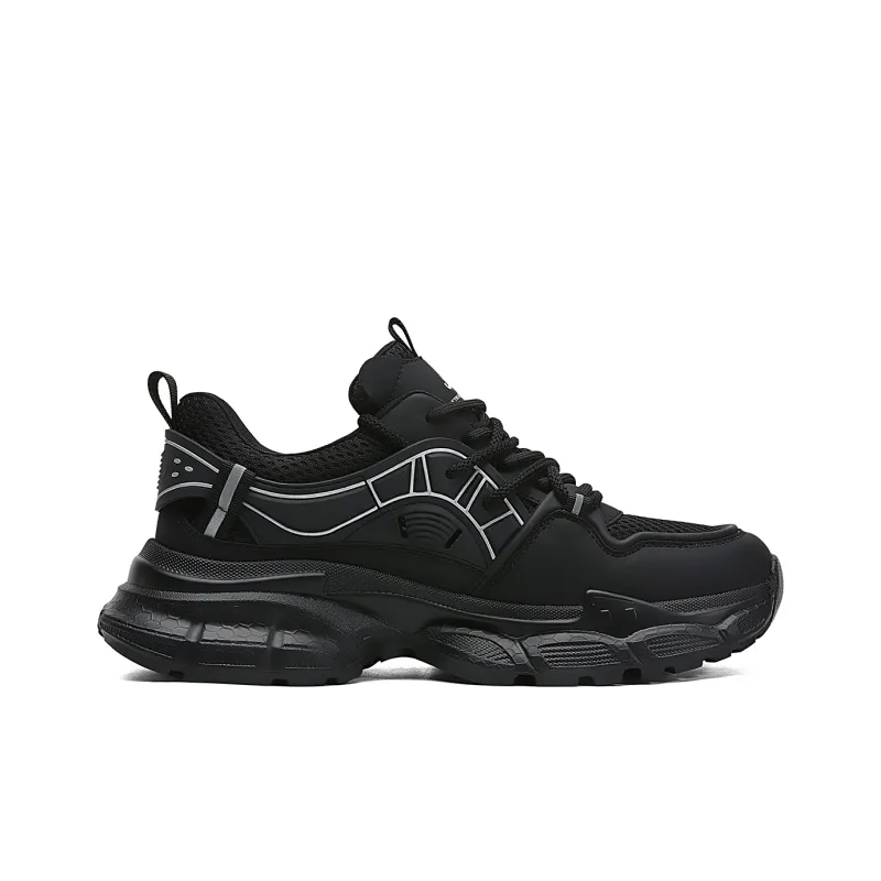 Jeep Cushioning Anti-Slip And Wear-Resistant Support Low-Top Platform Fashion Chunky Sneakers Unisex Black-1