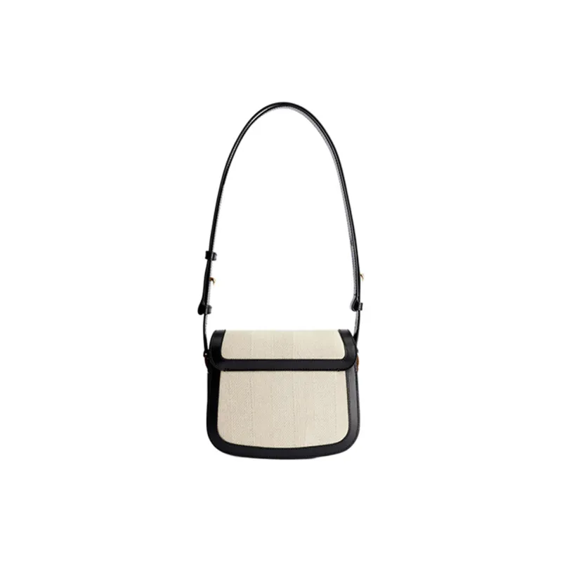 AMIPARIS Cotton Canvas With Smooth Leather Canvas Bag Handbag Shoulder Bag Women's Natural & Black-3