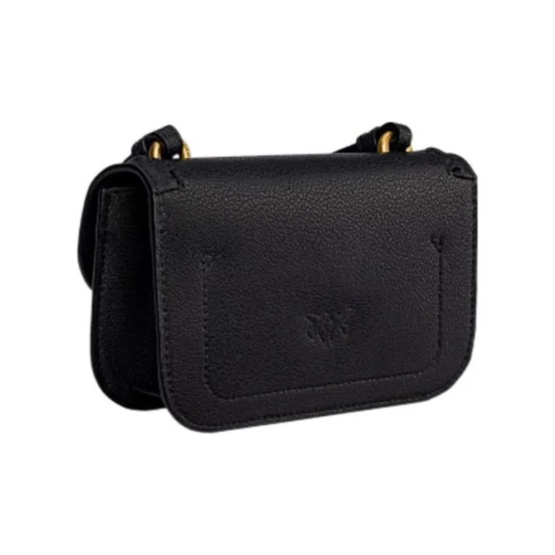 PINKO Cow Leather Shoulder Bag Crossbody Bag Small Size Women's Black-2