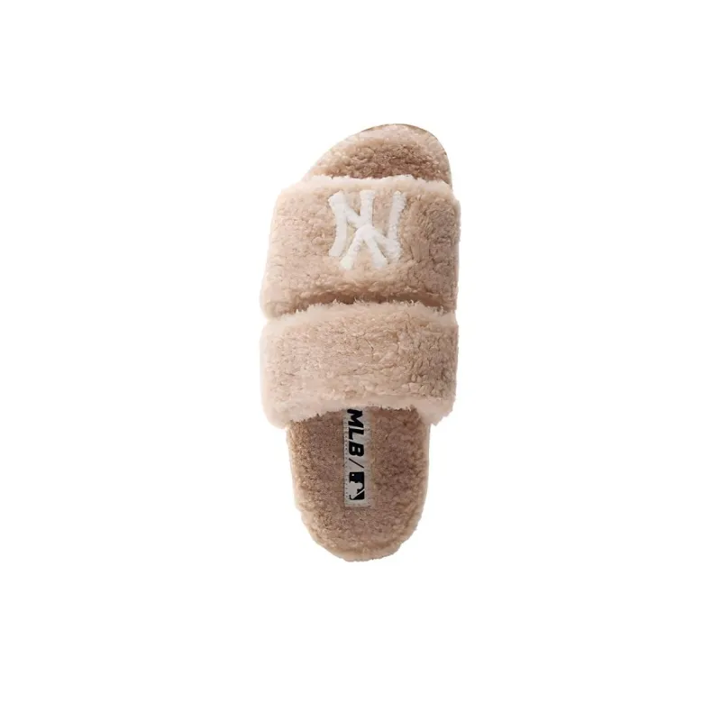 MLB Slipper Cut-Out Odor-Resistant Abrasion-Resistant Slide Slippers Unisex Light Brown-2