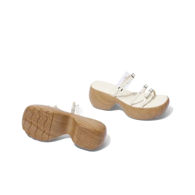 ZSAZSAZSU Rubber Sole Slide Slippers Women's Ecru-4
