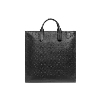 COACH Gotham Pebbled Leather Tote Bag Shopping Bag Crossbody Handbag Large Size Women's Black