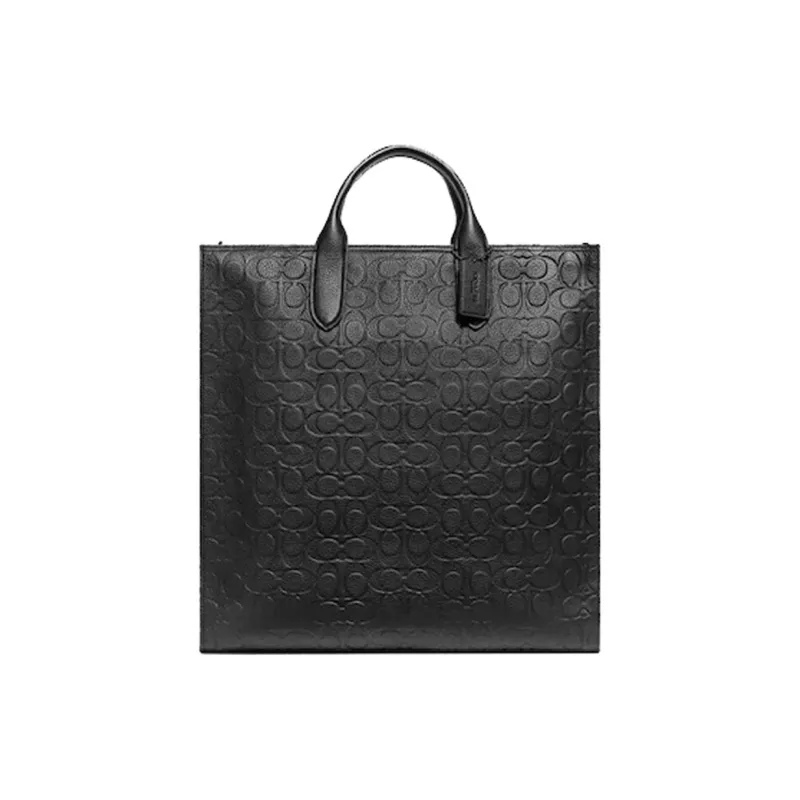 COACH Gotham Pebbled Leather Tote Bag Shopping Bag Crossbody Handbag Large Size Women's Black-0