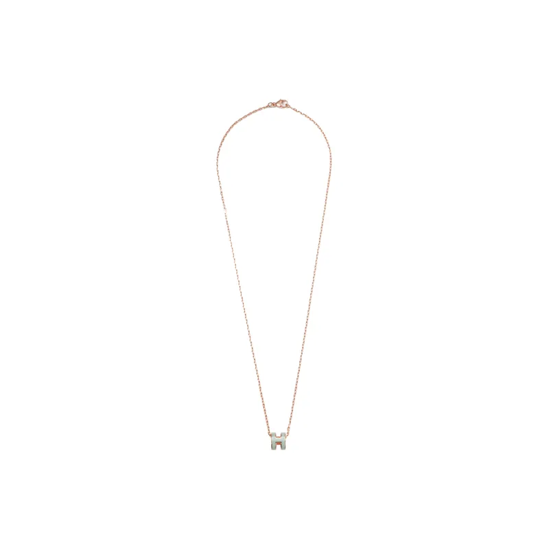 HERMES POP H Collection Gold Plated Necklaces Women's Pendant Bubble Green, Chain Rose Gold-2
