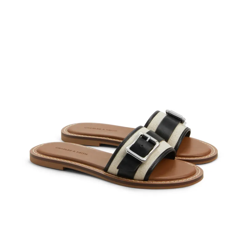 CHARLES&KEITH Composite Sole Slide Slippers 1.2cm Women's Chalk White/CARAMEL Caramel-1