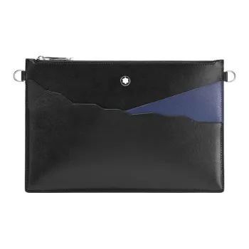 MONTBLANC Meisterstuck Leather Handbag Clutch Men's Black/Blue Purple