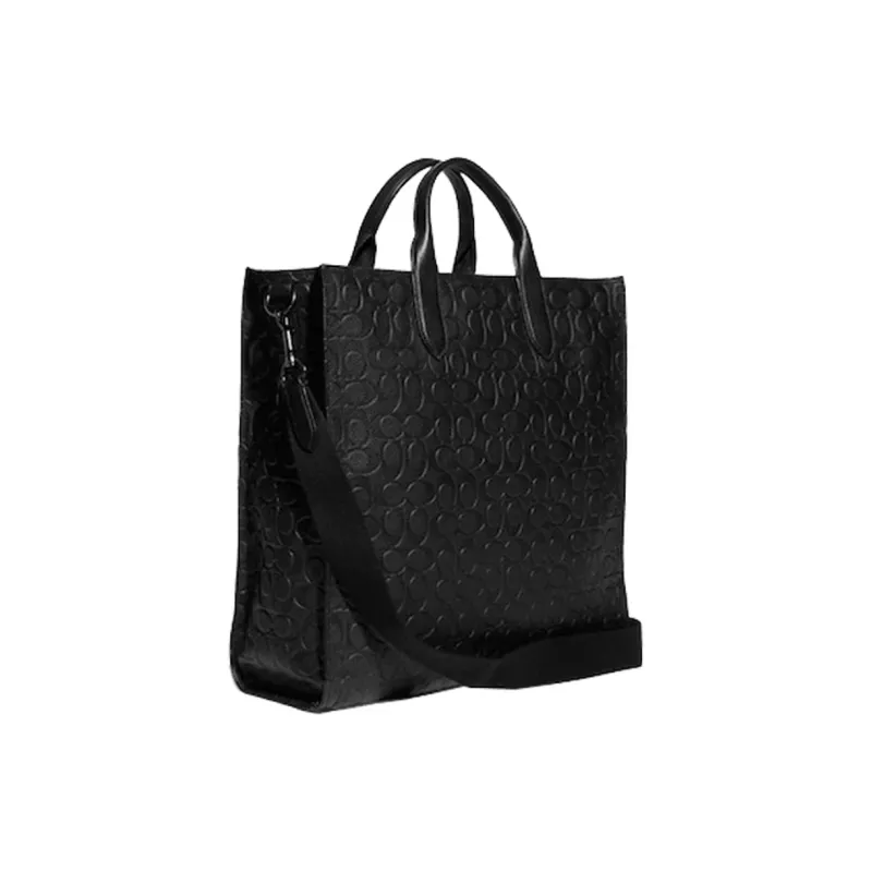 COACH Gotham Pebbled Leather Tote Bag Shopping Bag Crossbody Handbag Large Size Women's Black-1