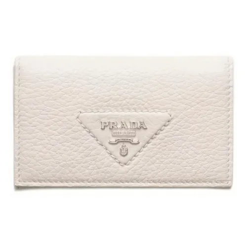 PRADA Leather Card Holder Women's White